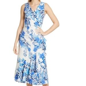 Eliza J Floral Ruffle Midi Cocktail Dress